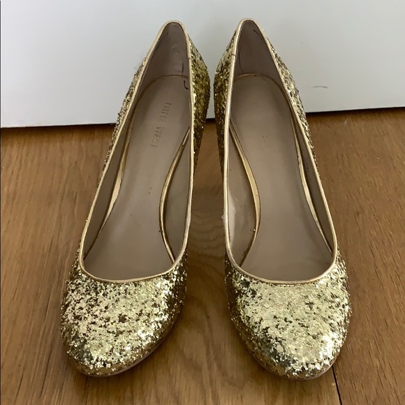 Nine West gold heels with glitter - Picture 4 of 7